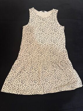 H&M Cream Sleeveless Dress with Black Spot Print